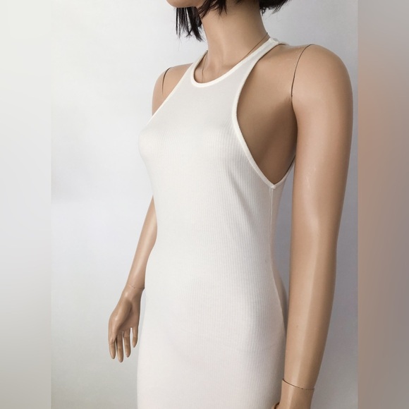 NEW White Tank Maxi Dress Small Culpos X INC long Ribbed Bodycon Dress Cover Up - Picture 7 of 9